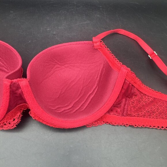 Victorias Secret Dream Angels Red Lace Lined Demi Underwire Bra Sz 34C - Picture 14 of 14